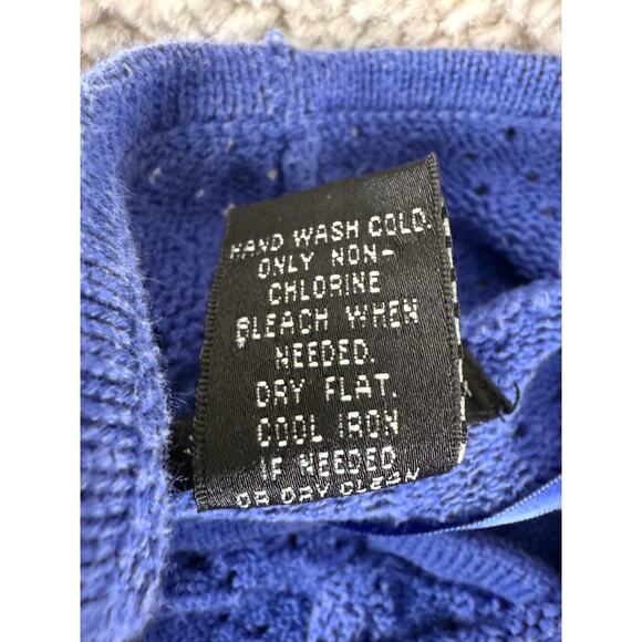 Design History Size L Cotton Blend Open Knit Cardigan Sweater Purple Blue - Picture 6 of 7